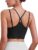 Litherday Womens Sports Bra Wireless Support Bra Adjustable Criss-Cross Strappy Back Removable Padded Yoga Gym Running Crop Top S-XXL