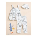 Little Angels White Fun Cami Trousers and Hat Set