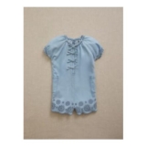 Little Edit Broderie Bow Denim Playsuit