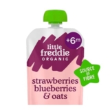 Little Freddie Organic Strawberry, Blueberry & Oats Baby Food Pouch 6 M
