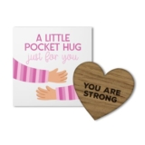 Little Pocket Hug Just for You Wooden Heart Token with Positive