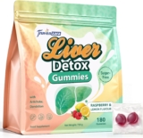 Liver Detox Gummies with Artichoke, Dandelion & Turmeric, for Liver & Digestive Health, Raspberry & Lemon Flavour, Sugar-Free, 180 Gummies