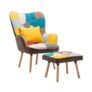 Living & Home Wingback Upholstered Armchair With Footrest & Cushion Free P&P