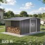 Living and Home 8 x 8ft Metal Garden Shed with Log Storage ( Galvanized Steel / Gable Roof )w/code