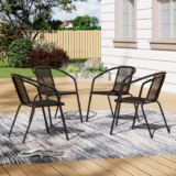 Living and Home Set of 4 Black Wicker Stackable Garden Chairs Weather-Resistant, PE Rattan w/code (£18.40 each delivered)