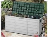 Livingandhome 290L Outdoor Storage Chest PP Side Handle – Green Light Grey