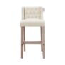 Livingandhome Set of 2 Linen Tufted Bar Stools with Wood Legs