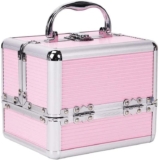 Lockable Makeup Organizer Box, Large Capacity Cosmetic Case for Beauty Products, Jewelry & Skincare Storage, Portable Vanity Storage Box (Pink)