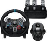 Logitech G G29 SE Driving Force Racing Wheel and Pedals, Force Feedback, Real Leather Driving Force Shifter – Sim Steering Wheel, Pedals, Gear stick for PS5, PS4 and PC, Mac – Black