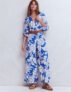 Lola Linen Jumpsuit Blue Botanical Flourish Mono