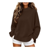 Loncvexy Womens Turtleneck Long Sleeve Pullover Hoodie Brown