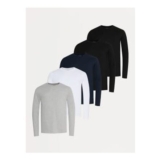 Long Sleeve Crew Neck T Shirts 5 Pack