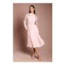 Long Sleeve Lace and Pleated Midi Shirt Dress