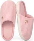 LongBay Womens Warm Slippers Comfy Corduroy Memory Foam Slip On House Shoes Indoor Outdoor Non-Slip Sole