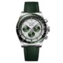 Longines Conquest 42mm Green rubber Strap Chronograph Automatic Mens Watch