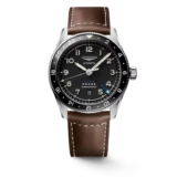 Longines Spirit Zulu Time 42mm Automatic Date Watch on Brown Leather Strap