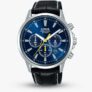 Lorus Mens Blue Yellow Accents Chronograph Leather Strap Watch RT317LX9 – With Code