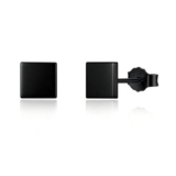 Loutade 925 Sterling Silver Black Mens 6mm Square Stud Earrings