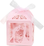 Love Heart Laser Cut Boxes, 50 PCS Hollow Gift Box for Wedding Party Baby Shower Bridal Shower