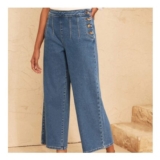 Love & Roses mid Blue Wide Crop Sailor Jeans