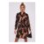 Love Sunshine Brown Abstract Print Black Mini Shirt Dress