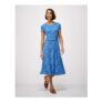 Lucy Short Sleeve Jersey Midi Dress in Blue Palm Print