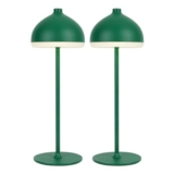 LuminexDesigns 2-Pack Cordless Rechargeable LED Table Lamps, Olive Green