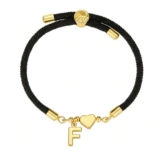 Lunvky Initial Heart Bracelets, 14K Gold Plated, Adjustable