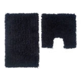 Luxurious Black Twist Cotton Bath Mat and Pedestal Set