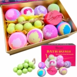 Luxury Bath Bomb Gift Set for Women 9 Vegan Bath Bombs & Grape Soap Sensitive Skin Safe, Non-Toxic Christmas, Birthday Spa Gifts