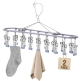 Lychico 2-Pack Stainless Steel Sock Clips (40 Pegs Total), Heavy Duty Rustproof Pegs, Laundry Clothes Pegs for Socks, Underwear & Delicates