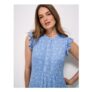 Lydia Frill Sleeve Jersey Dress in Blue Paisley Print