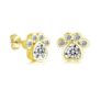 Lynizo 10mm Gold Kitty Paw Stud Earrings with Zirconia