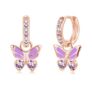 Lynizo Dangle Earrings: 925 Silver, Rose Gold, Butterfly, Purple Zirconia