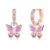 Lynizo Dangle Earrings: 925 Silver, Rose Gold, Butterfly, Purple Zirconia