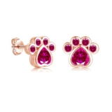 Lynizo Kitty Paw Rose Gold Stud Earrings for Girls