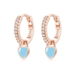Lynizo Silver Hoop Earrings with Rose Gold Heart Pendant