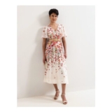 Lyocell Rich Floral V-Neck Midi Skater Dress