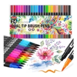 Lyuvie 24-Color Dual-Tip Brush Marker Set with Case