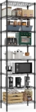 M MZG Height Adjustable Shelves,Heavy Duty Wire Pantry Shelving for Tool Sheds, Garage, and Storehouse,Metal,Black 8 tier, 35 x 60 x 201.8 cm