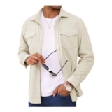 MAGCOMSEN Mens Button down Shacket Corduroy Jacket with Flap Pockets