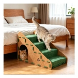 MAIJIAJU 4-Step Coffee Green Felt Pet Stairs, 6kg