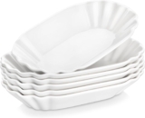 MALACASA Serving Platter, Small Serving Dishes Set of 6, 7.8 X 4.7 Mini Porcelain Serving Plates, Potato Chip Plates for Party, Dishwasher and Microwave Safe, Series Regular