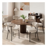 MALOL 6-Piece Fabric Dining Chairs, Camel, Metal Legs
