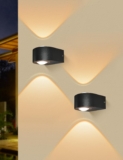 MALORY 2-Packs Outdoor Wall Lights, 8W IP65 Waterproof Up and Down Lights Outdoor Modern Wall Sconce, Aluminium Outside Wall Lights Mains Powered for Front Door, Garage, Small Size