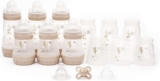MAM Anti-Colic Bottle and Dummy Set, 17 Pieces, Linen (Designs Vary)