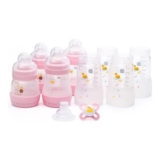 MAM Anti-Colic Bottle and Pacifier Set, 10 Pieces, Pink