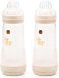 MAM Easy Start Anti-Colic Baby Bottles 2 Pack (2 x 320ml) Self-Sterlising Fast Flow MAM Teats Size 3 Baby Accessories Linen (Various Designs)
