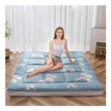 MAXYOYO Futon Mattress Quilted Floor Sleeping Pad Double Blue Flower