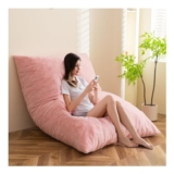 MAXYOYO Giant Bean Bag Bed, Square Chair, Plush Cover, Pink